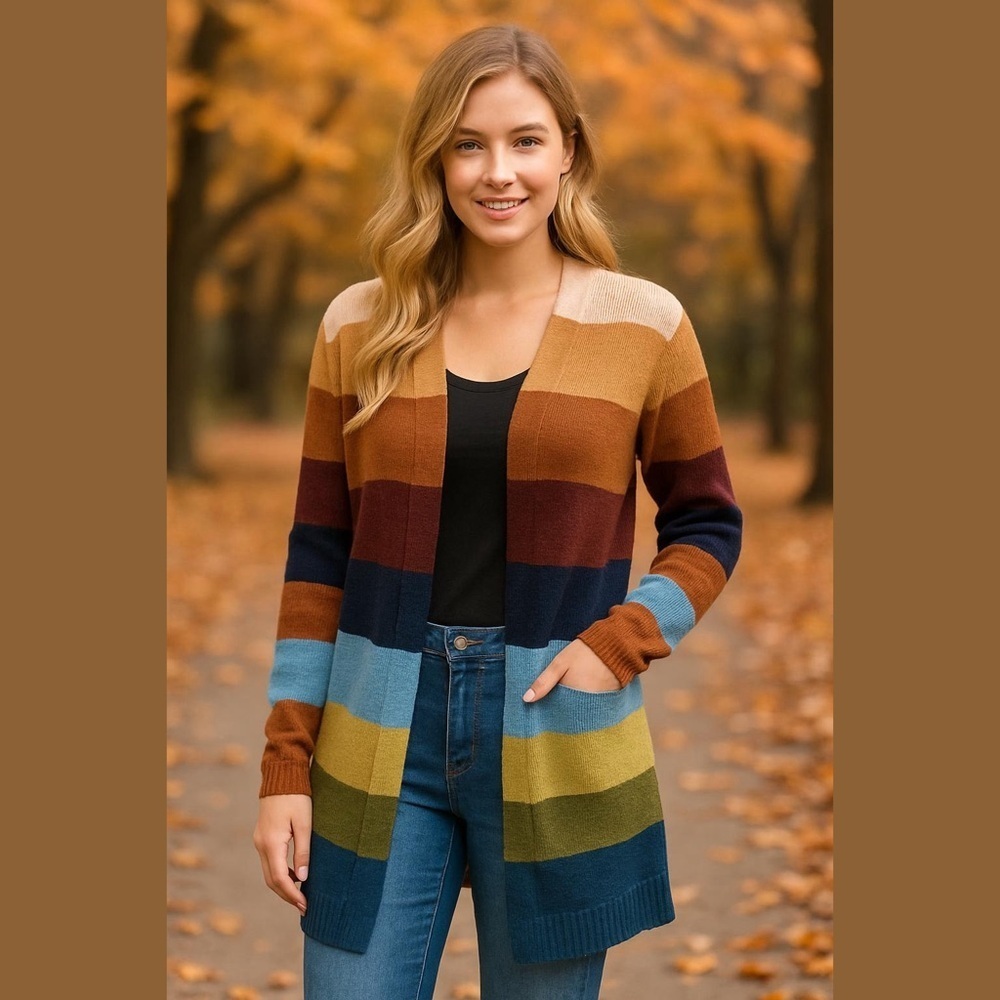 🛍Bundle🛍Jordache Women's Colorblock Cardigan in Earth Tones xs